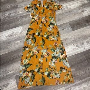 Everly Orange Floral Maxi Dress